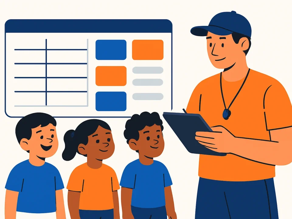 Тренер отмечает посещаемость детей на тренировке через электронное расписание